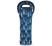 Mintoprints Dog Paws Wine Carrier Tote Bag Puppy Cat Footprint 1-Bottle Neoprene Wine Cooler Bag Carriers Bag Case Wine Bottle Holder for Travel, Picnic, Party