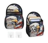 Mintoprints Eagles American Flag Wall Hanging Storage Bag Wall Hanging Organizer Bag with Pocket Wall Mount Fabric Organizer Basket for Bathroom, Kitchen, Bedroom