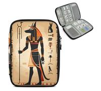 Mintoprints Egyptian Travel Electronic Organizer Case, Ancient Egypt Slim Cable Management Bag for Game Console & Accessories, Portable Double Zipper Pouch with Mesh Pockets & Elastic Straps