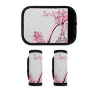 Mintoprints Eiffel Tower Floral Luggage Handle Wrap 2 Pack Handle Cover Suitcase Tags Travel Accessories for Airplane, Airport