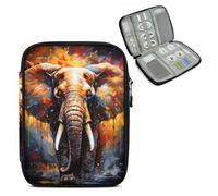 Mintoprints Elephant Electronics Travel Organizer Case, Tech Organizer Pouch Cord Storage Bag for Phone, Cable, Charger, Accessories