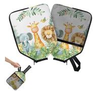 Mintoprints Elephant Giraffe Lion Cute Animals Pickleball Paddle Cover, Racket Sleeve with Pocket and Handle Strap Paddle Case Fits Most Rackets
