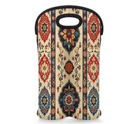 Mintoprints Ethnic Aztec Wine Carrier Tote Bag for 2 Bottles Southwest Aztec Neoprene Wine Bottle Holder Carriers Bag Case Wine Cooler Bag for Travel, Picnic, Party