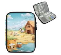Mintoprints Farm Animal Travel Electronic Organizer Case, Slim Cable Management Bag for Game Console & Accessories, Portable Double Zipper Pouch with Mesh Pockets & Elastic Straps
