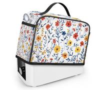 Mintoprints Floral 2 Slice Toaster Cover with Pockets and Top Handle Spring Colorful Wildflower Plant Dust Covers for Kitchen Small Appliance