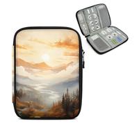 Mintoprints Forest Mountain Travel Electronic Organizer Case, Rustic Woodland Slim Cable Management Bag for Game Console & Accessories, Portable Double Zipper Pouch with Mesh Pockets & Elastic Straps