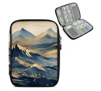 Mintoprints Forest Tree Travel Electronic Organizer Case, Mountain Woodland Slim Cable Management Bag for Game Console & Accessories, Portable Double Zipper Pouch with Mesh Pockets & Elastic Straps