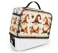 Mintoprints Gnome Fall 4 Slice Toaster Cover with Pockets and Top Handle Dust and Fingerprint Protection, Machine Washable, Autumn Pumpkin