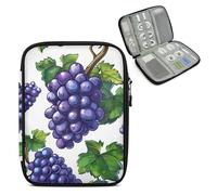 Mintoprints Grape Travel Electronic Organizer Case, Fruits Slim Cable Management Bag for Game Console & Accessories, Portable Double Zipper Pouch with Mesh Pockets & Elastic Straps