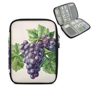 Mintoprints Grape Travel Electronic Organizer Case, Purple Grape Slim Cable Management Bag for Game Console & Accessories, Portable Double Zipper Pouch with Mesh Pockets & Elastic Straps