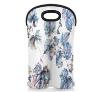 Mintoprints Grapes Fruit Wine Carrier Tote Bag for 2 Bottles Grape Leaves Neoprene Wine Bottle Holder Carriers Bag Case Wine Cooler Bag for Travel, Picnic, Party