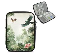 Mintoprints Green Jungle Travel Electronic Organizer Case, Forest Rainforest Slim Cable Management Bag for Game Console & Accessories, Portable Double Zipper Pouch with Mesh Pockets & Elastic Straps
