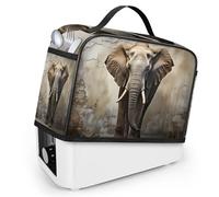 Mintoprints Grey Elephant 4 Slice Toaster Cover with Pockets and Top Handle Dust and Fingerprint Protection, Machine Washable