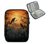 Mintoprints Halloween Full Moon Electronics Travel Organizer Case, Black Crow Tech Organizer Pouch Cord Storage Bag for Phone, Cable, Charger, Accessories