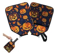 Mintoprints Halloween Pumpkin Pickleball Paddle Cover, Racket Sleeve with Pocket and Handle Strap Maple Leaf Paddle Case Fits Most Rackets