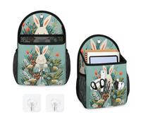 Mintoprints Happy Easter 2 Pack Wall Hanging Storage Bag Funny Cartoon Rabbit Eggs Hanging Organizer Bag with Pocket Fabric Storage Bag Basket for Kitchen, Bathroom Organizing