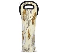 Mintoprints Honey Bee Wine Carrier Tote Bag Bee Floral 1-Bottle Neoprene Wine Cooler Bag Carriers Bag Case Wine Bottle Holder for Travel, Picnic, Party