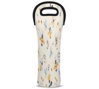 Mintoprints Honey Bee Wine Carrier Tote Bag Bee Flower 1-Bottle Neoprene Wine Cooler Bag Carriers Bag Case Wine Bottle Holder for Travel, Picnic, Party