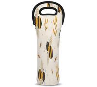 Mintoprints Honey Bee Wine Carrier Tote Bag Cute Bee 1-Bottle Neoprene Wine Cooler Bag Carriers Bag Case Wine Bottle Holder for Travel, Picnic, Party