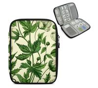 Mintoprints Leaves Spring Travel Electronic Organizer Case, Green Leaves Slim Cable Management Bag for Game Console & Accessories, Portable Double Zipper Pouch with Mesh Pockets & Elastic Straps