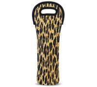 Mintoprints Leopard Print Wine Carrier Tote Bag Cheetah Brown Orange 1-Bottle Neoprene Wine Cooler Bag Carriers Bag Case Wine Bottle Holder for Travel, Picnic, Party