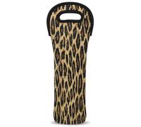 Mintoprints Leopard Print Wine Carrier Tote Bag Wild Safari Skin Pattern 1-Bottle Neoprene Wine Cooler Bag Carriers Bag Case Wine Bottle Holder for Travel, Picnic, Party