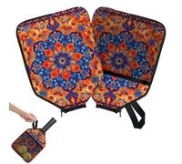 Mintoprints Mandala Abstract Pickleball Paddle Cover, Racket Sleeve with Pocket and Handle Strap Hippie Bohemian Floral Paddle Case Fits Most Rackets