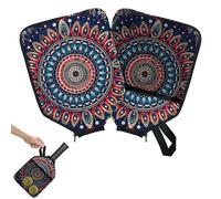 Mintoprints Mandala Floral Bohemian Pickleball Paddle Cover, Racket Sleeve with Pocket and Handle Strap Boho Flower Paddle Case Fits Most Rackets