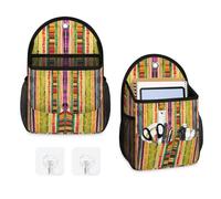Mintoprints Mexican Cinco De Mayo 2 Pack Wall Hanging Storage Bag Colorful Stripes Vertical Line Hanging Organizer Bag with Pocket Fabric Storage Bag Basket for Kitchen, Bathroom Organizing