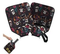 Mintoprints Mexican Day of The Dead Pickleball Paddle Cover, Racket Sleeve with Pocket and Handle Strap Funny Sugar Skull Paddle Case Fits Most Rackets