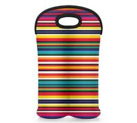 Mintoprints Mexican Wine Carrier Tote Bag for 2 Bottles Abstract Aztec Gradient Lines Neoprene Wine Bottle Holder Carriers Bag Case Wine Cooler Bag for Travel, Picnic, Party