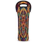 Mintoprints Mexican Wine Carrier Tote Bag Southwestern Aztec 1-Bottle Neoprene Wine Cooler Bag Carriers Bag Case Wine Bottle Holder for Travel, Picnic, Party