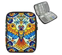 Mintoprints Mexico Floral Style Travel Electronic Organizer Case, Mexican Bird Slim Cable Management Bag for Game Console & Accessories, Portable Double Zipper Pouch with Mesh Pockets & Elastic Straps