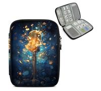 Mintoprints Microphone Electronics Travel Organizer Case, Tech Organizer Pouch Cord Storage Bag for Phone, Cable, Charger, Accessories