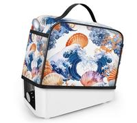 Mintoprints Nautical Coastal 4 Slice Toaster Cover with Pockets and Top Handle Dust and Fingerprint Protection, Machine Washable, Starfish Seashell