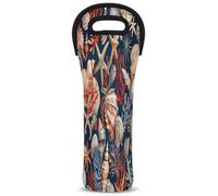 Mintoprints Nautical Coastal Wine Carrier Tote Bag Starfish Seashell Beach Themed 1-Bottle Neoprene Wine Cooler Bag Carriers Bag Case Wine Bottle Holder for Travel, Picnic, Party