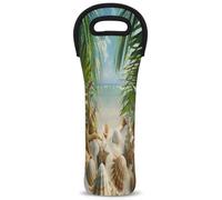 Mintoprints Ocean Wine Carrier Tote Bag Seashell Palm Tree 1-Bottle Neoprene Wine Cooler Bag Carriers Bag Case Wine Bottle Holder for Travel, Picnic, Party