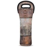Mintoprints Old Barn Door Wooden Pattern Wine Carrier Tote Bag 1-Bottle Neoprene Wine Cooler Bag Carriers Bag Case Wine Bottle Holder for Travel, Picnic, Party