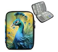 Mintoprints Peacock Electronics Travel Organizer Case, Tech Organizer Pouch Cord Storage Bag for Phone, Cable, Charger, Accessories