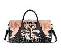 Mintoprints Personalized Cheer Bag for Cheerleaders Custom Sport Duffel Bag Gym Bag Travel Duffle Bag Overnight Weekender Bag, Orange Glitter, 17.4"x8.3"x9.5", Cheerleading