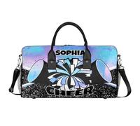 Mintoprints Personalized Cheer Bag for Cheerleaders Custom Sport Duffel Bag Gym Bag Travel Duffle Bag Overnight Weekender Bag, Blue Pink, 17.4"x8.3"x9.5", Cheerleading