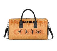 Mintoprints Personalized Cheer Bag Travel Duffle Bag Custom Name Sport Gym Bag Carry On Weekender Bag Sleepover Athletic Bag, Glitter Orange, 17.4"x8.3"x9.5", Cheerleading