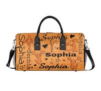Mintoprints Personalized Cheer Bag with Name Custom Cheerleader Duffle Bag Gym Travel Bag Carry On Tote Weekender Overnight Bag, Orange, 17.4"x8.3"x9.5", Cheerleading