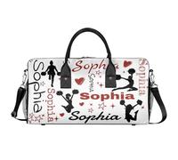 Mintoprints Personalized Cheer Bag with Name Custom Cheerleader Duffle Bag Gym Travel Bag Carry On Tote Weekender Overnight Bag, Black Red, 17.4"x8.3"x9.5", Cheerleading