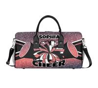 Mintoprints Personalized Cheer Bags for Cheerleaders Custom Sport Duffel Bag Gym Bag Travel Duffle Bag Overnight Weekender Bag, Gradient Red, 17.4"x8.3"x9.5", Cheerleading