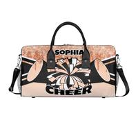 Mintoprints Personalized Cheer Bags for Cheerleaders Custom Sport Duffel Bag Gym Bag Travel Duffle Bag Overnight Weekender Bag, Light Orange, 17.4"x8.3"x9.5", Cheerleading
