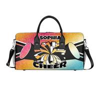 Mintoprints Personalized Cheer Bags for Cheerleaders Custom Sport Duffel Bag Gym Bag Travel Duffle Bag Overnight Weekender Bag, Gradient Orange Rainbow, 17.4"x8.3"x9.5", Cheerleading