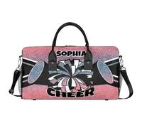 Mintoprints Personalized Cheer Bags for Cheerleaders Custom Sport Duffel Bag Gym Bag Travel Duffle Bag Overnight Weekender Bag, Gradient Red Pinks, 17.4"x8.3"x9.5", Cheerleading