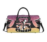 Mintoprints Personalized Cheer Bags for Cheerleaders Custom Sport Duffel Bag Gym Bag Travel Duffle Bag Overnight Weekender Bag, Purple Orange, 17.4"x8.3"x9.5", Cheerleading