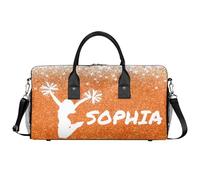 Mintoprints Personalized Cheer Duffle Bag for Cheerleaders Custom Name Gym Bags Cheerleading Gym Bag Sport Bag Carry On Bags, Orange, 17.4"x8.3"x9.5", Cheerleading